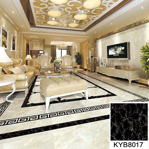 02金艾陶大理石瓷磚:黑金花KYB8017地面鋪貼效果圖