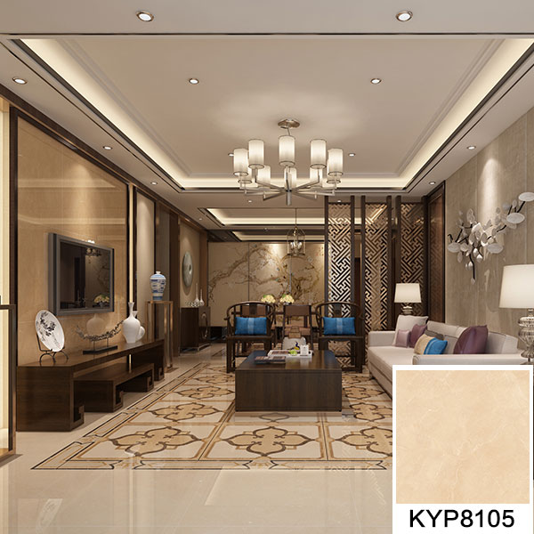 02 金艾陶大理石瓷磚:世紀(jì)米黃 KYP8105地面鋪貼效果圖
