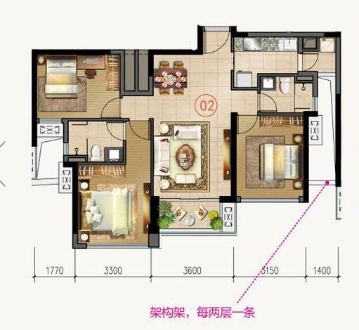 金艾陶家裝:佛山合景新鴻基·瀧景100㎡新中式裝修效果鑒賞